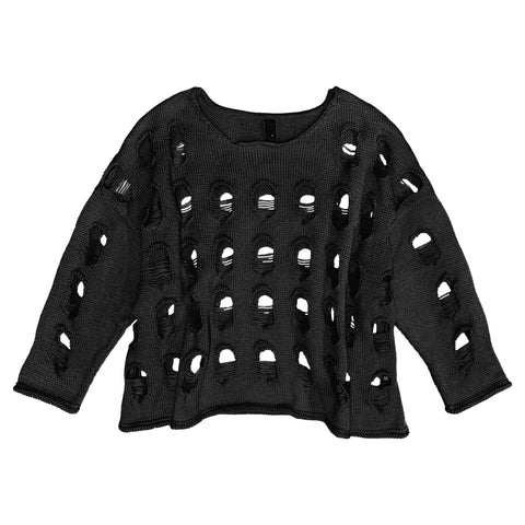 Onesize Holey Knit Sweater - Black