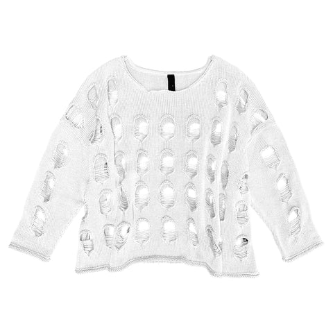 Onesize Holey Knit Sweater - White