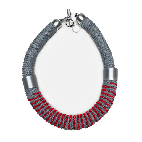 CHRISTINA BRAMPTI Thick Cord Necklace with Red Beads