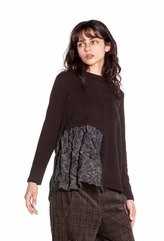 MAMA B - Cozy Knit Top with Crinkled Insert in Umber