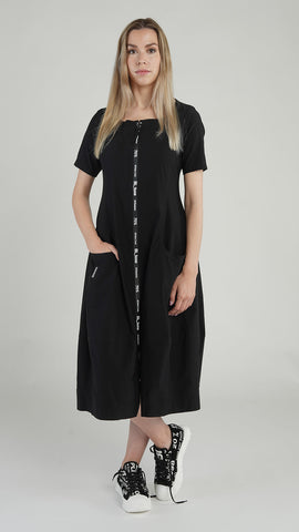 Rundholz Black Label Short Sleeve Zipper Dress in Black