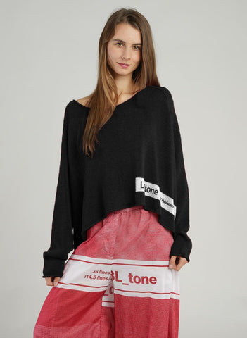 Rundholz Black Label Boxy Knit Pullover in Black Print