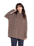 MAMA B -Cozy Onesize Cowl Sweater in Blue Stripes