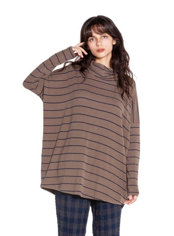 MAMA B -Cozy Onesize Cowl Sweater in Blue Stripes