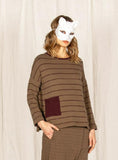 MAMA B Striped Pocketed Top in Wine