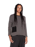 MAMA B Striped Pocketed Top in Black