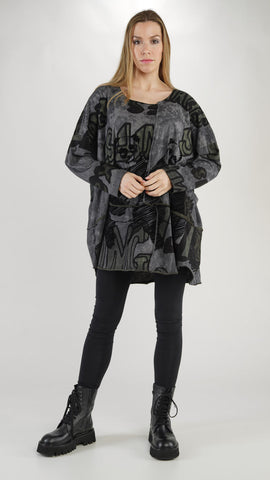 BLACK LABEL Boxy Seamed Top in Rock Print