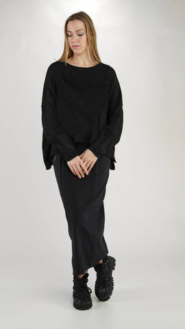 BLACK LABEL Boxy Knit Pullover in Black