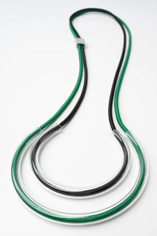 CHRISTINA BRAMPTI  Long Double Cord Necklace in Green