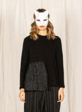 MAMA B - Cozy Knit Top with Crinkled Insert in Black