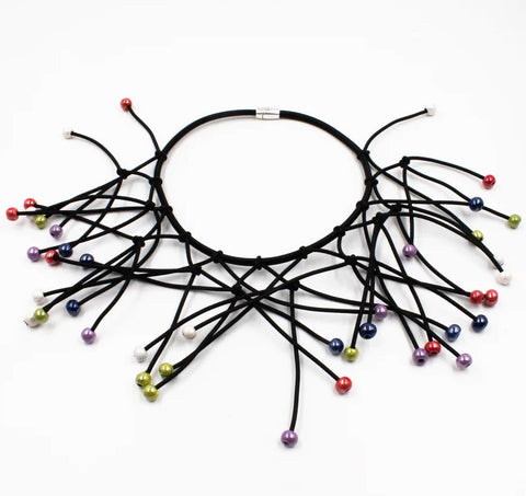 CHRISTINA BRAMPTI Cord and Glass Bead Necklace - Multicoloured