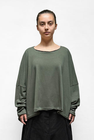 BLACK LABEL Cropped Pocketed Sweatshirt in Camp