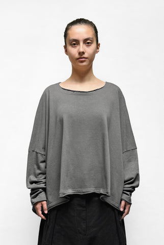 BLACK LABEL Cropped Pocketed Sweatshirt in Rock