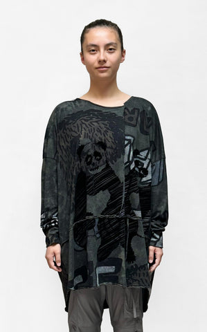 BLACK LABEL Boxy Seamed Top in Camp Print