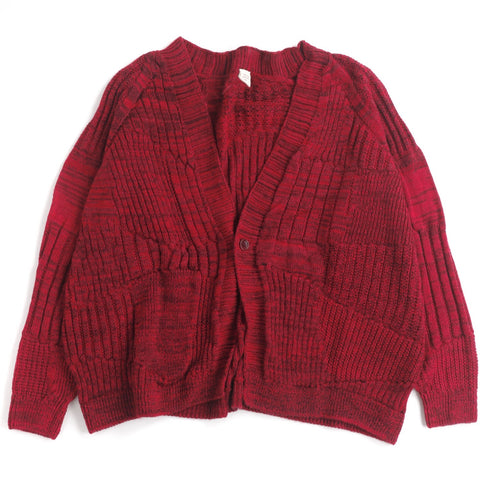 Tamaki Niime Wool Blend Button Cardigan - Crimson Whispers