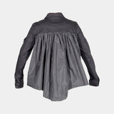 PLU Black Denim Jean Jacket with Taffeta Gathered Back