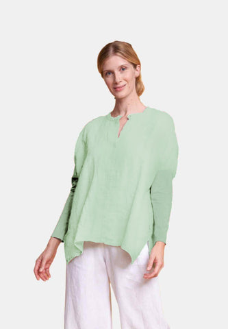 ELEMENTE CLEMENTE Boxy Tunic with Knit Sleeves In Matcha