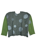 PAPER TEMPLES Boxy Sweater  - Charcoal/Green with Tonal Dot Print