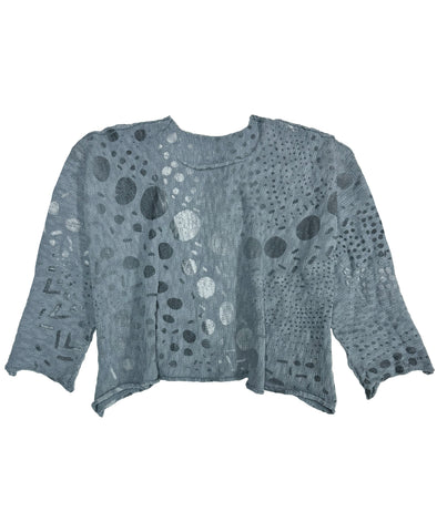 PAPER TEMPLES Dots Print Boxy Sweater - Light Grey with Tonal Dot Print