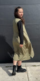 Moyuru Asymmetric Dress in Olive and Black