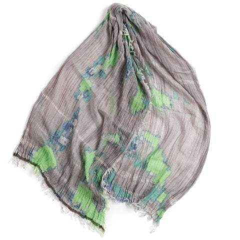 TAMAKI NIIME Medium Cotton-gauze scarf with Print - Green Storm