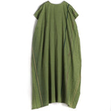 TAMAKI NIIME Cotton Cap Sleeve V-Neck Dress - #10 Green Storm