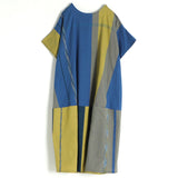 TAMAKI NIIME Short Sleeved Pocket Dress - Lapis and Gold
