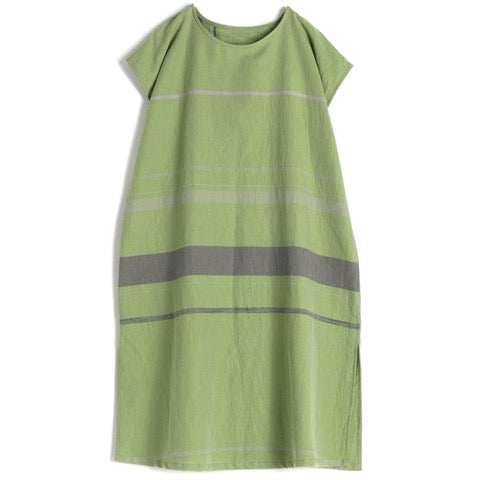 TAMAKI NIIME Shorter Length Cotton Cap Sleeve Round Neck Dress - Sour Apple