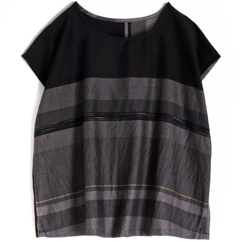 Tamaki Niime Striped Cap Sleeve Top - Quiet Night