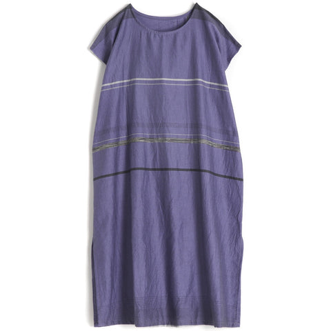 TAMAKI NIIME Shorter Length Cotton Cap Sleeve Round Neck Dress - Wisteria Delight