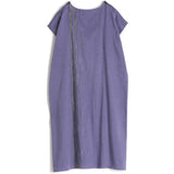 TAMAKI NIIME Shorter Length Cotton Cap Sleeve Round Neck Dress - Wisteria Delight