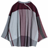 Tamaki Niime Mandarin Collared Shirt - Burgundy Delight