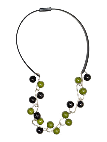 SAMUEL CORAUX Bead and Chain Link Necklace - Green/Black