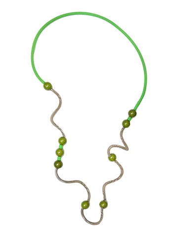 SAMUEL CORAUX Bead and Coil Necklace - Green and Khaki