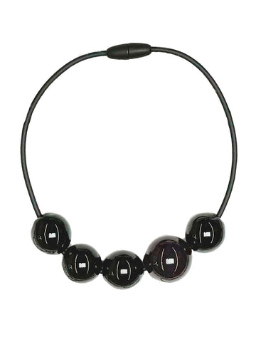 SAMUEL CORAUX Murano Glass Beads Necklace - Black/Plum