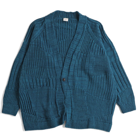 Tamaki Niime Wool Blend Button Cardigan - Mysterious Ocean