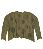 PAPER TEMPLES Dot Print Boxy Pullover -  Olive and Lime Green