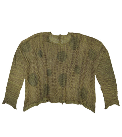 PAPER TEMPLES Dot Print Boxy Pullover -  Olive and Lime Green