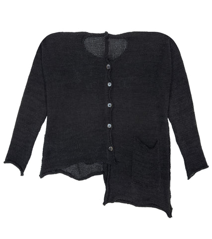 PAPER TEMPLES Long Sleeve Asymmetric Cardigan - Black