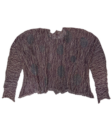 PAPER TEMPLES Dot Print Boxy Pullover -  Eggplant and Graphite