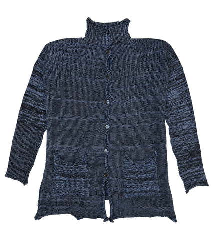 PAPER TEMPLES Long Pocket Cardigan - Black and Blue