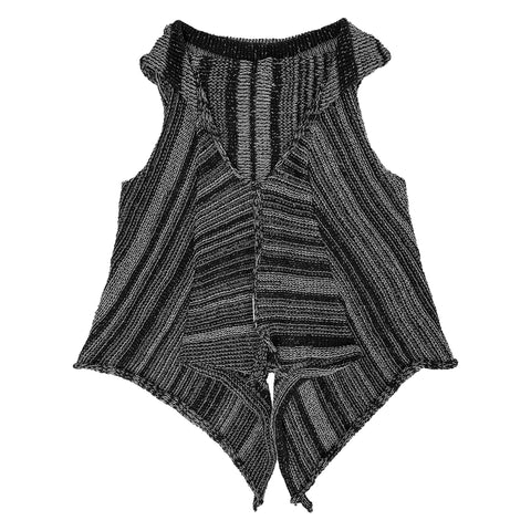 PAPER TEMPLES Hooded Vest - Black and White Stripes
