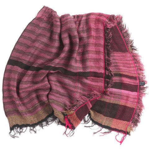 TAMAKI NIIME Small Wool/Cotton Woven Scarf - #26 Pink Tiger