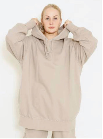 Sort Aarhus Relaxed Fleece Hoodie in Stone