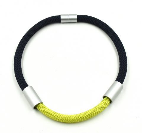 CHRISTINA BRAMPTI Cord Collar with Aluminum Beads - Green and Blue
