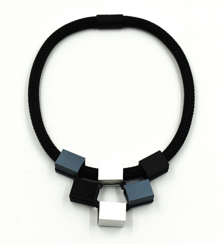 CHRISTINA BRAMPTI Cord Collar with Aluminum Beads - Black Mix