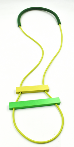 CHRISTINA BRAMPTI Rubber and Cord Necklace - Green Mix