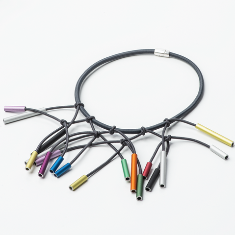 CHRISTINA BRAMPTI Cord and Aluminum Bead Necklace - Multicoloured