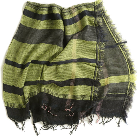 TAMAKI NIIME Small Wool/Cotton Woven Scarf - #34 Striped Forest