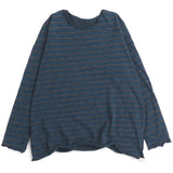 TAMAKI NIIME Cotton Long Sleeve Reversible Tee - Striped Sky